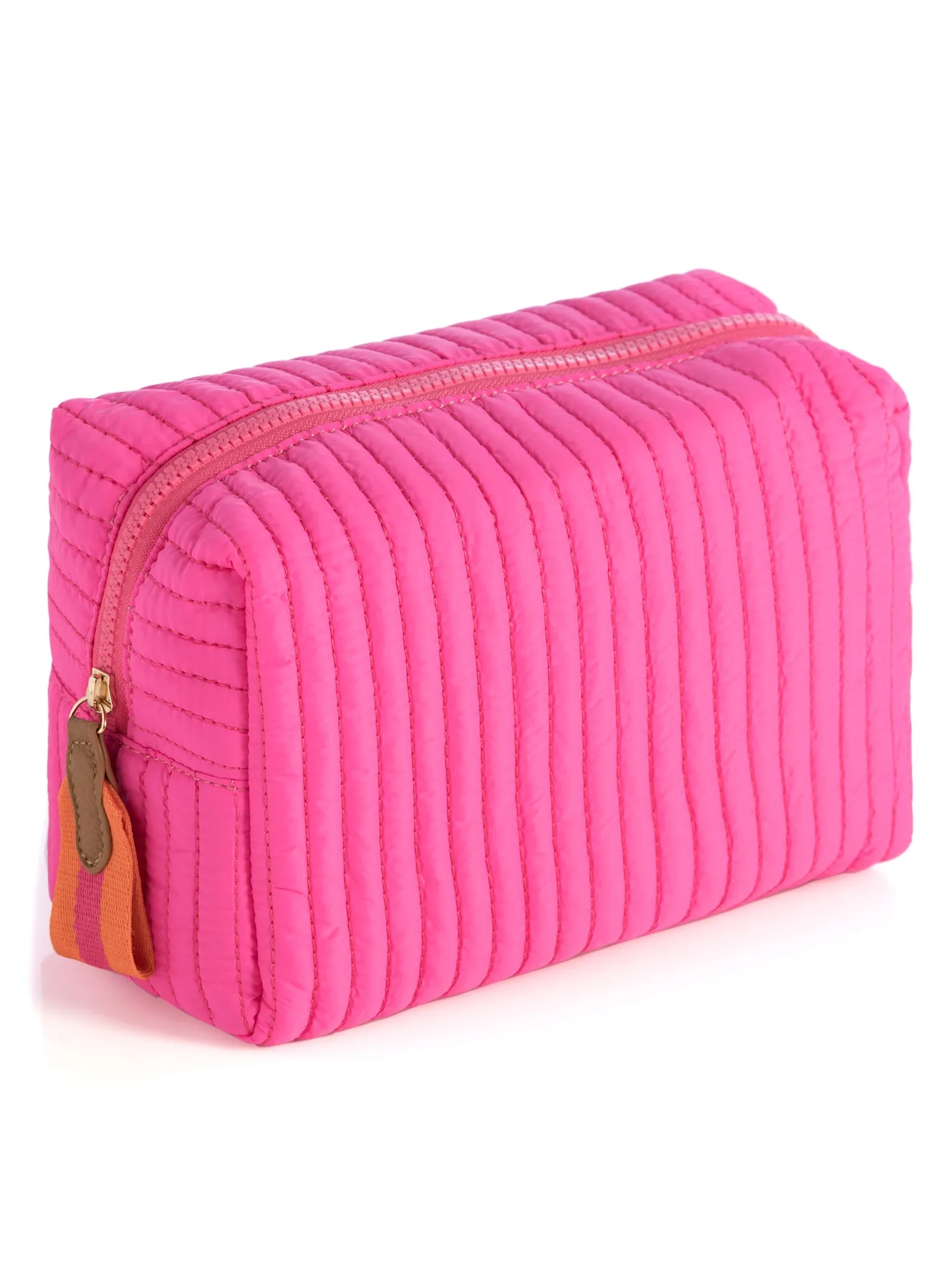 Shiraleah Ezra Quilted Nylon Large Boxy Cosmetic Pouch, Magenta