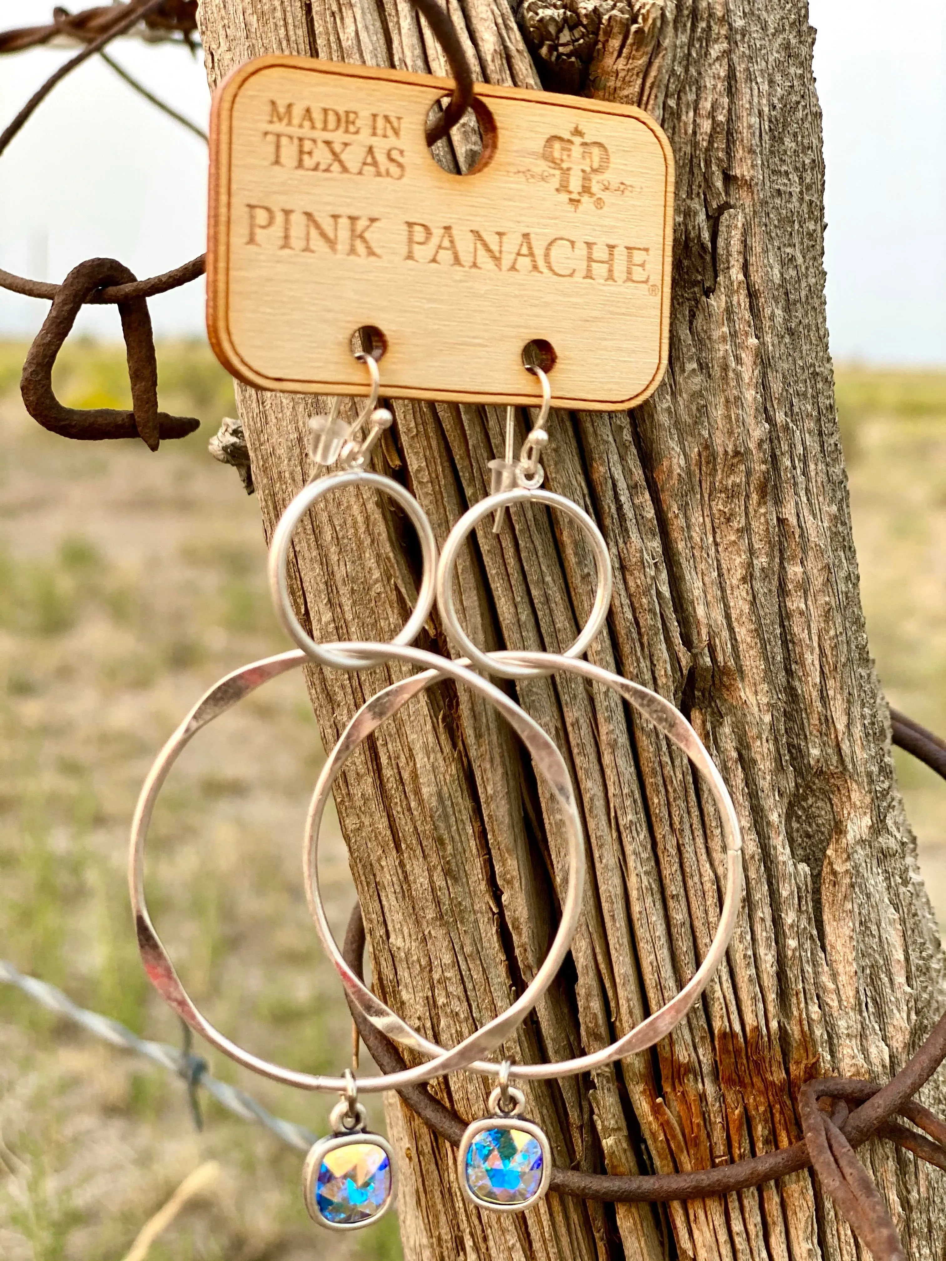 The Pink Panache Double Hoop with AB Crystal Drop Earrings