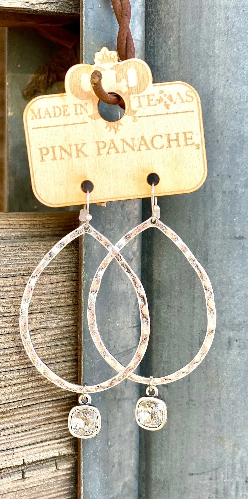 The Pink Panache Silver Circle with Crystal Drop Earrings