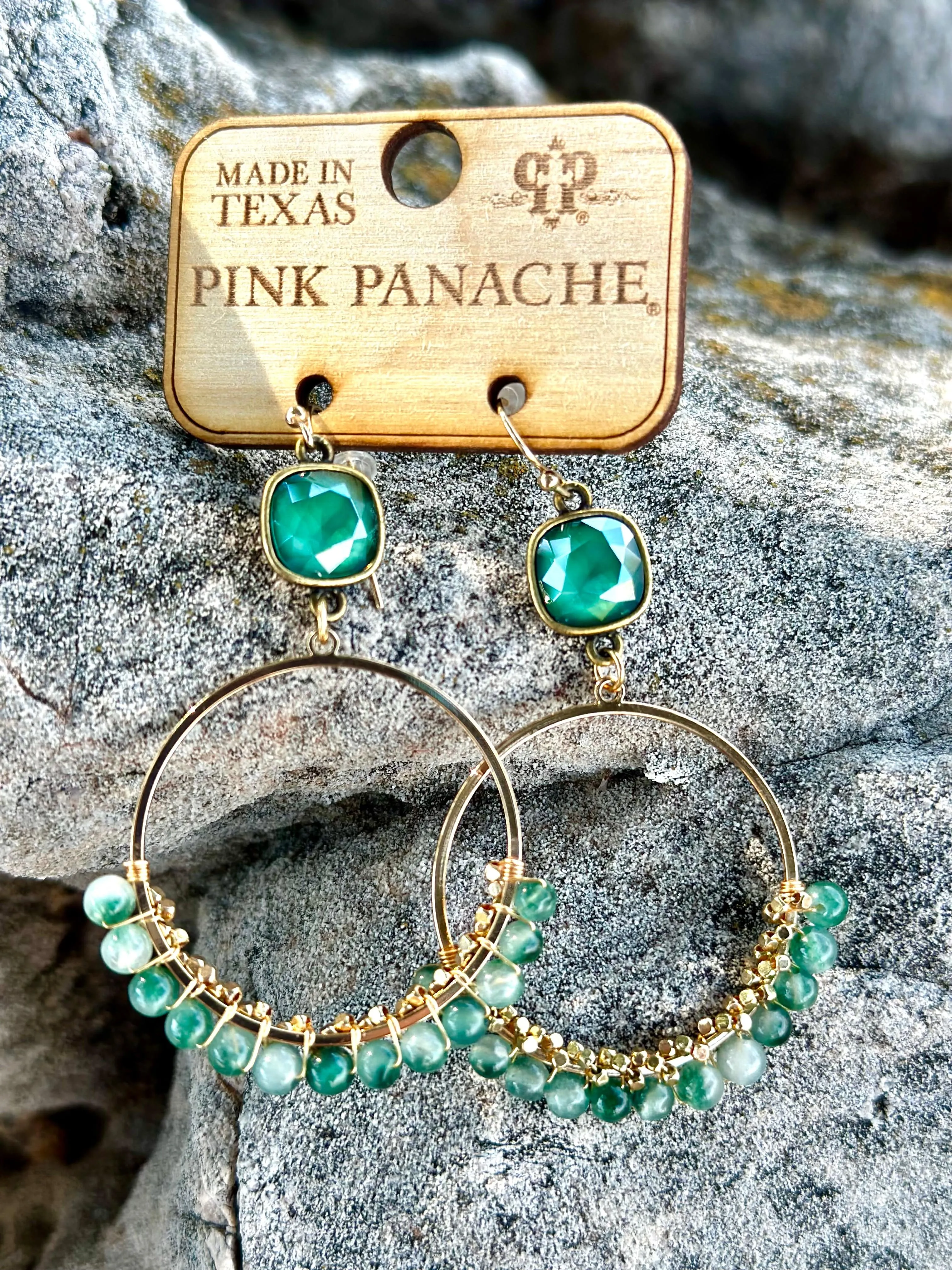 The Pink Panache Turquoise Fall Crystal Circle Earrings