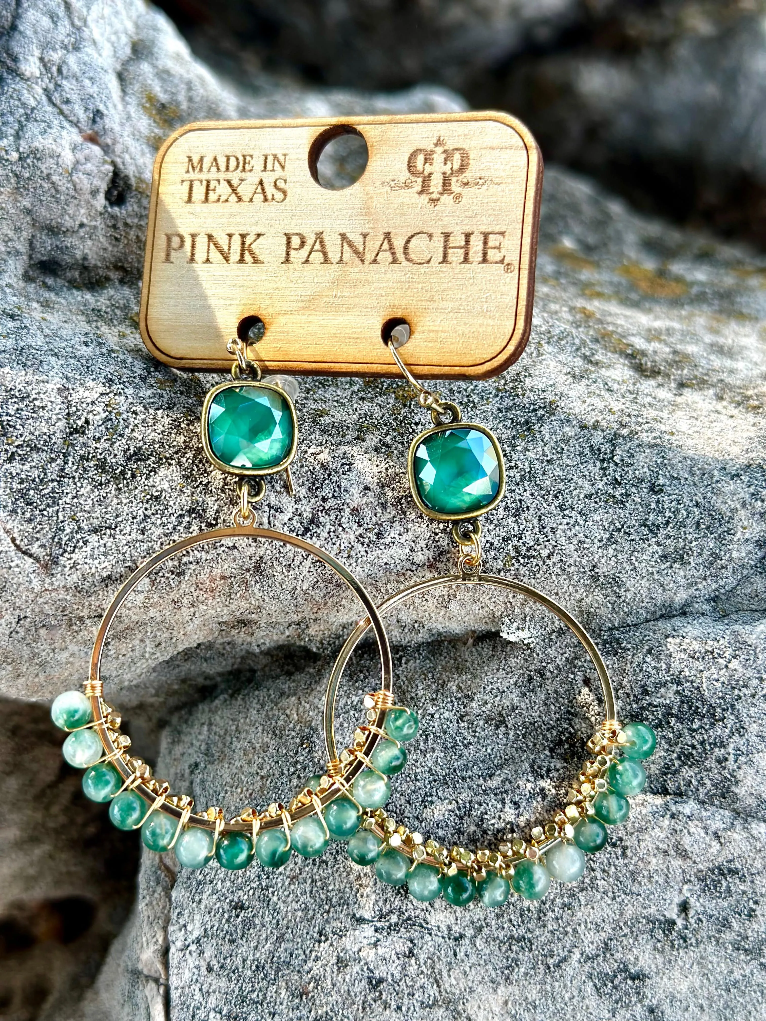 The Pink Panache Turquoise Fall Crystal Circle Earrings