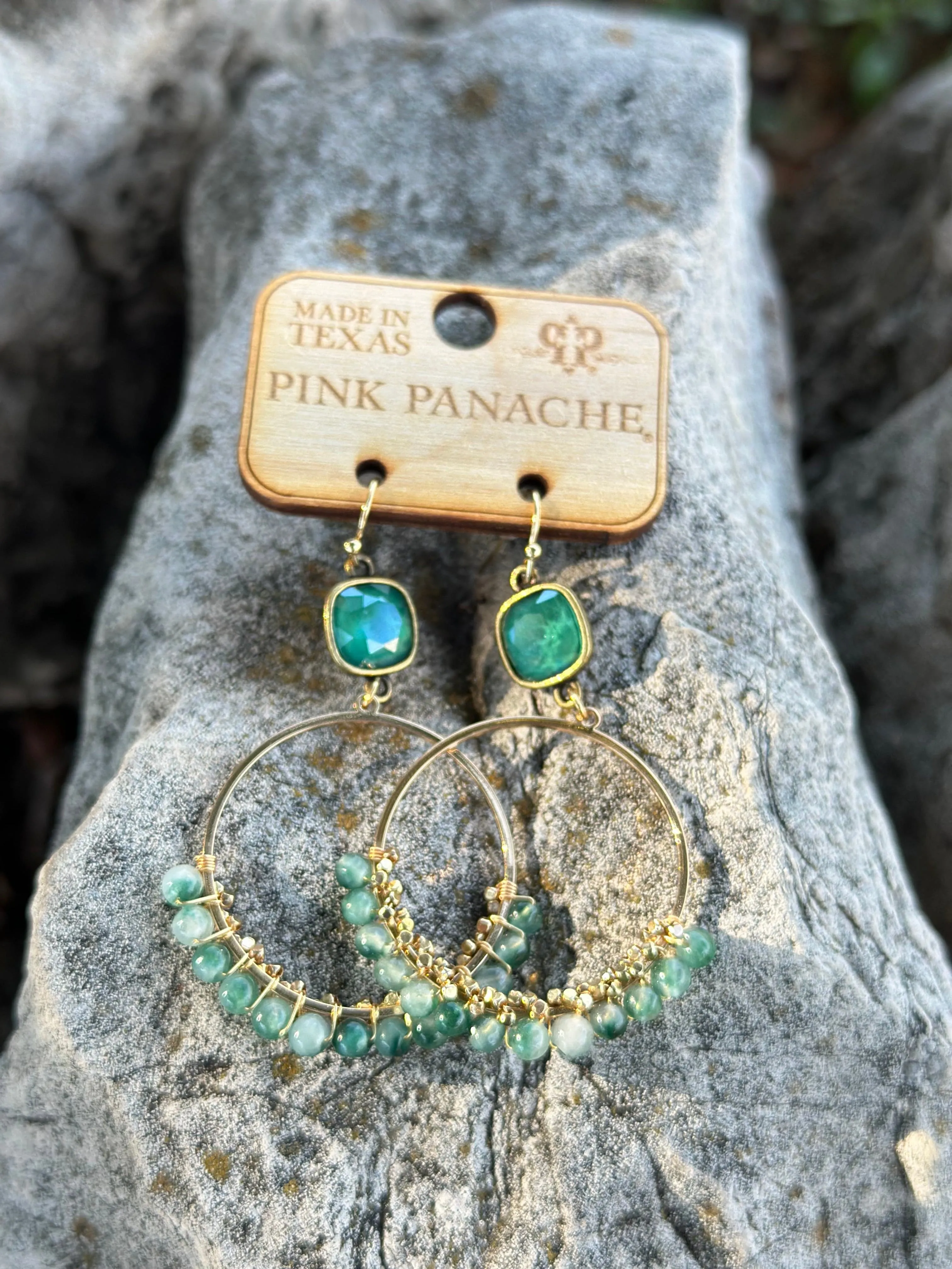 The Pink Panache Turquoise Fall Crystal Circle Earrings