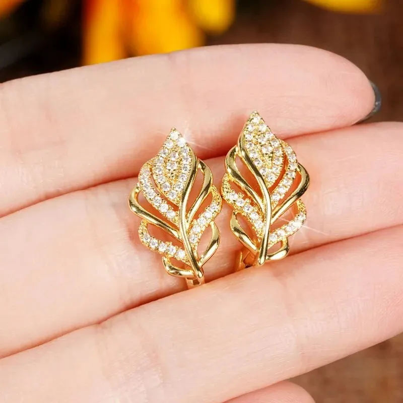 Wheat Earrings Square And Round Face Leaves Female